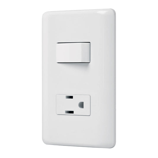 Placa armada contacto e interruptor sencillo, Volteck Basic Caja con 10, 25077