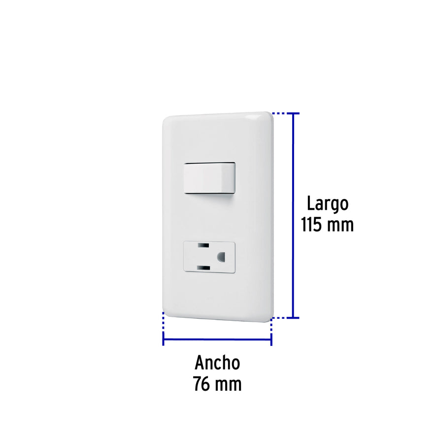 Placa armada contacto e interruptor sencillo, Volteck Basic Caja con 10, 25077