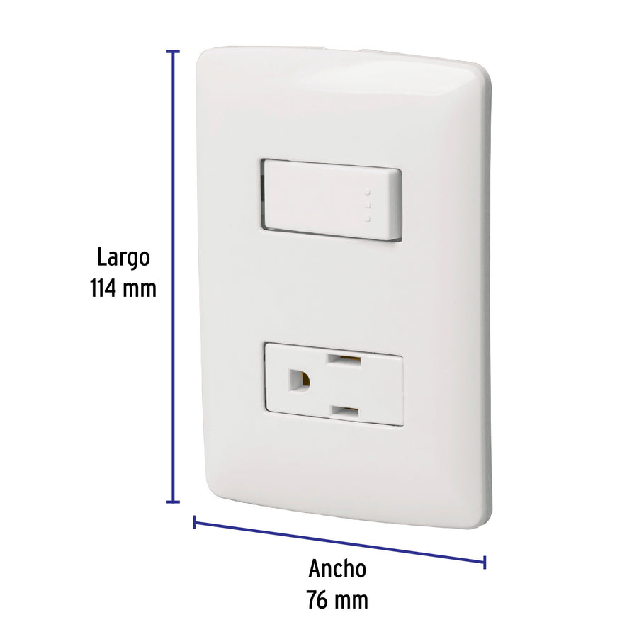Placa armada contacto e interruptor, blanco, línea Italiana Caja con 12, 46455
