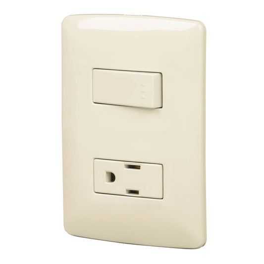 Placa armada contacto e interruptor, marfil, línea Italiana Caja con 12, 48666