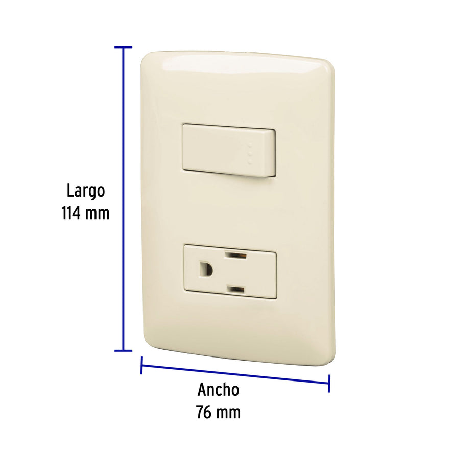 Placa armada contacto e interruptor, marfil, línea Italiana Caja con 12, 48666