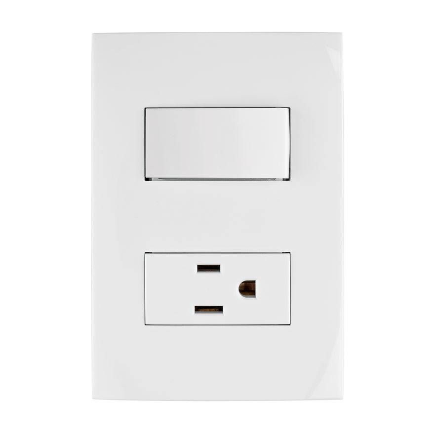 Placa armada contacto e interruptor, línea Oslo, blanco Caja con 6, 46487