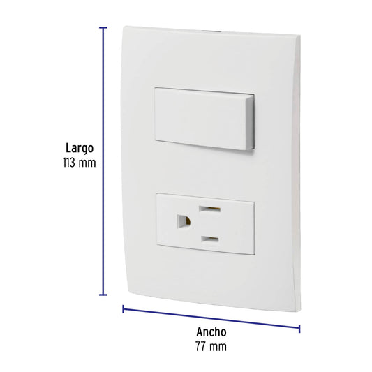 Placa armada contacto e interruptor, línea Oslo, blanco Caja con 6, 46487