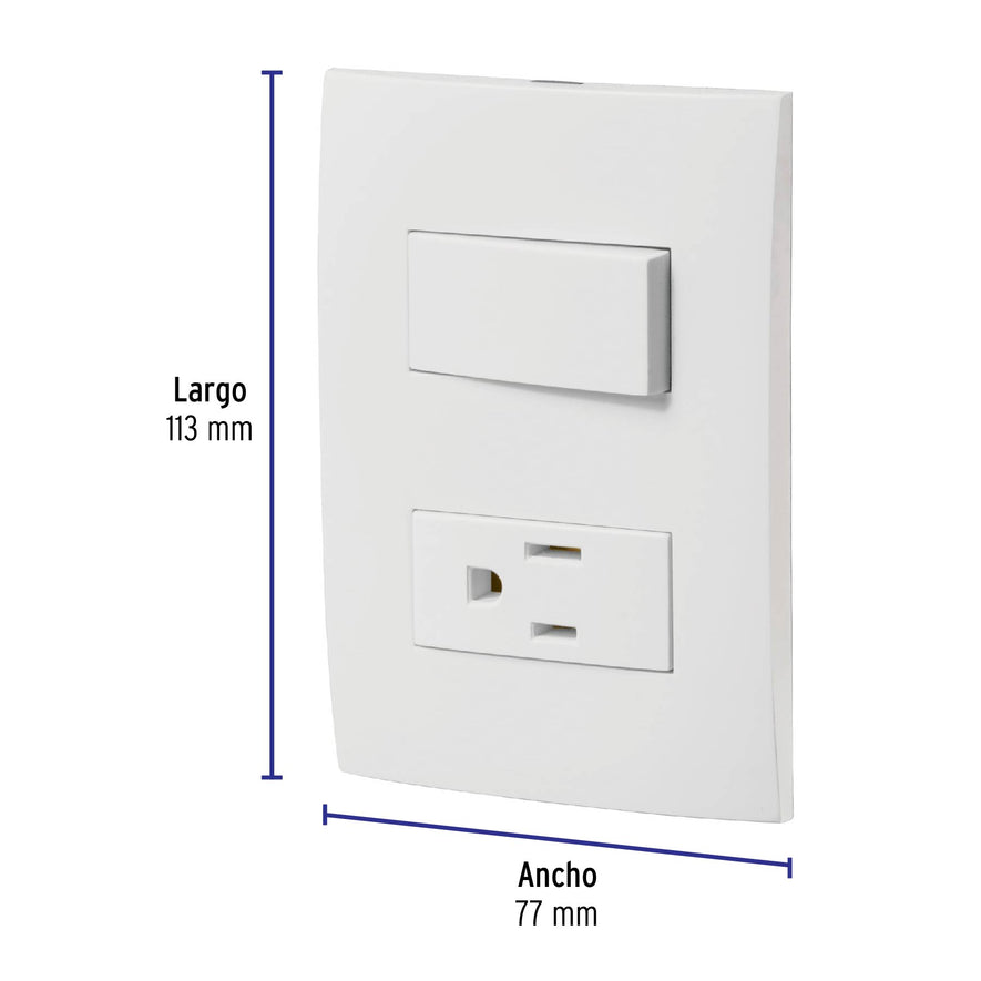 Placa armada contacto e interruptor, línea Oslo, blanco Caja con 6, 46487