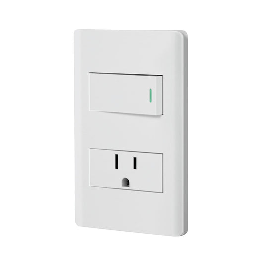 Placa armada blanca interruptor y contacto 1 módulo, Lisboa Caja con 3, 47965