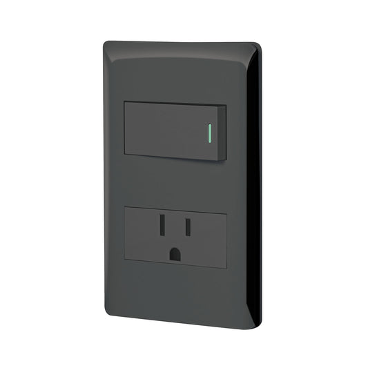 Placa armada negra interruptor y contacto 1 módulo, Lisboa Caja con 3, 47898