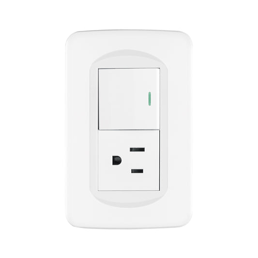 Placa armada interruptor y contacto 1.5 módulos, Toledo Caja con 10, 29058