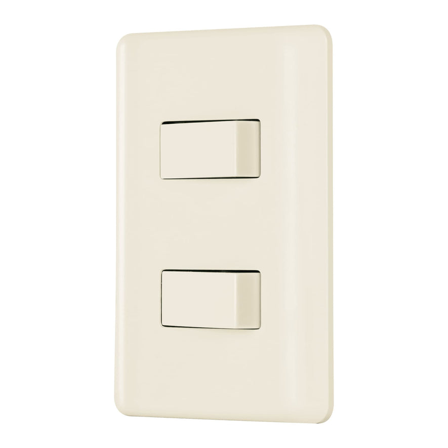 Placa armada, 2 interruptores, marfil, Volteck Caja con 10, 26640