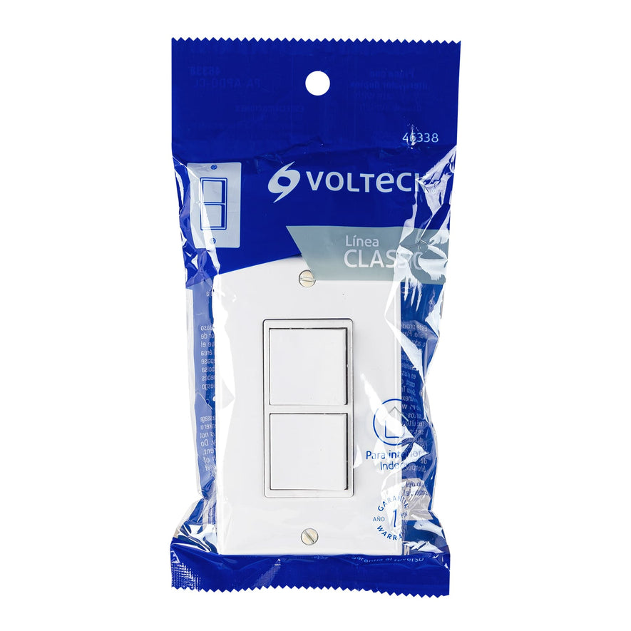 Placa armada con 2 interruptores sencillos, línea Classic Caja con 3, 46338