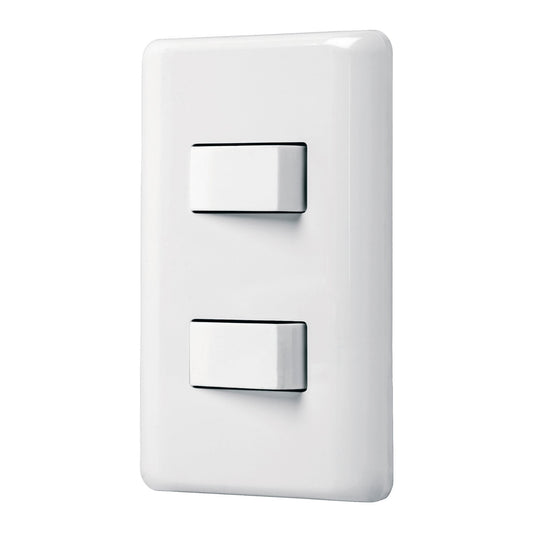 Placa armada 1 interruptor sencillo + 1 de 3 vías, Basic Caja con 10, 25085