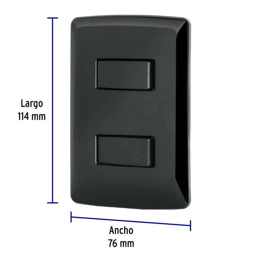 Placa armada 1 interruptor 1 escalera, negro, línea Italiana Caja con 3, 47598