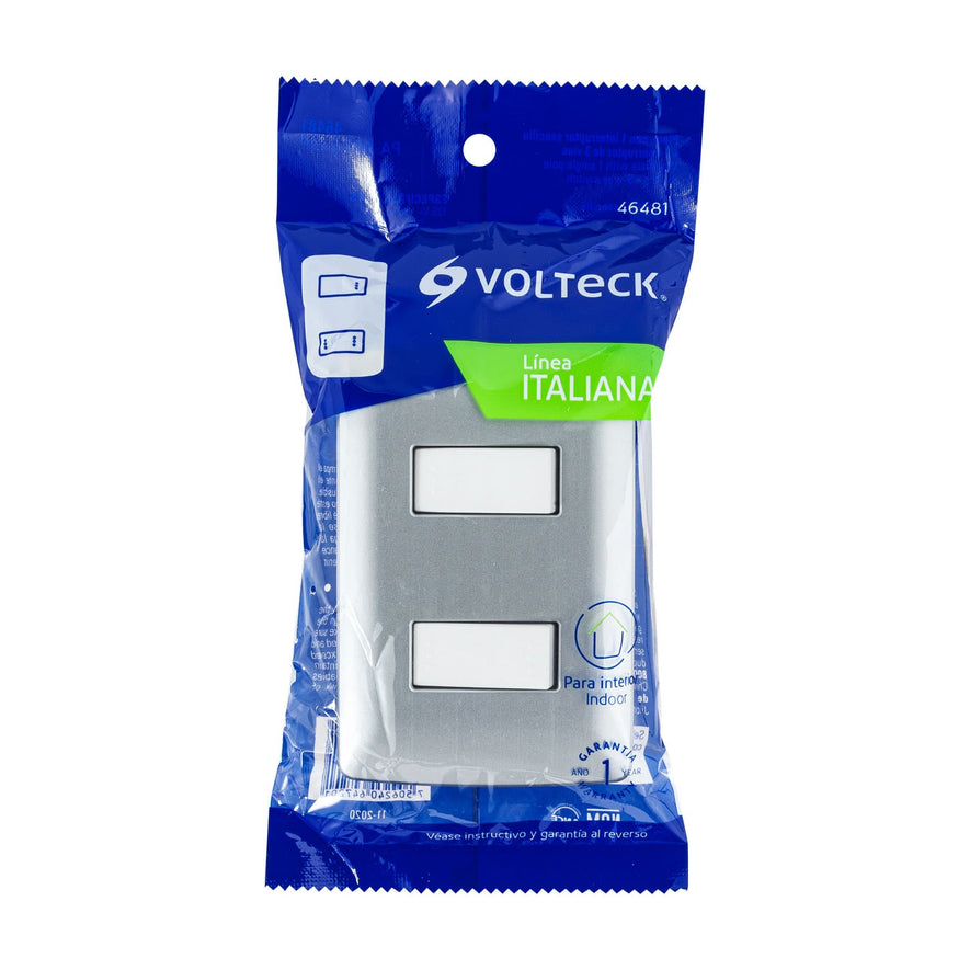 Placa armada 1 interruptor 1 escalera, plata, línea Italiana Caja con 3, 46481