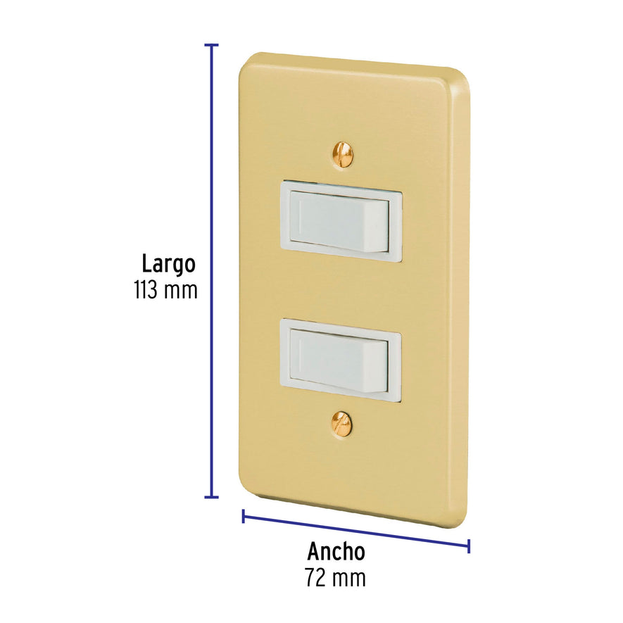 Placa armada 2 interruptores sencillos, línea Económica Caja con 3, 46389