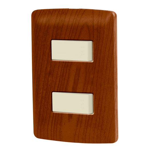 Placa armada 2 interruptores sencillos,madera,línea Italiana Caja con 3, 49925