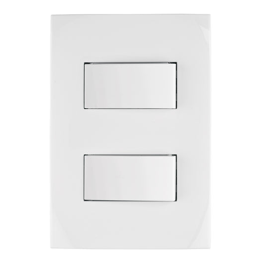 Placa armada 2 interruptores sencillos, línea Oslo, blanco Caja con 3, 46494