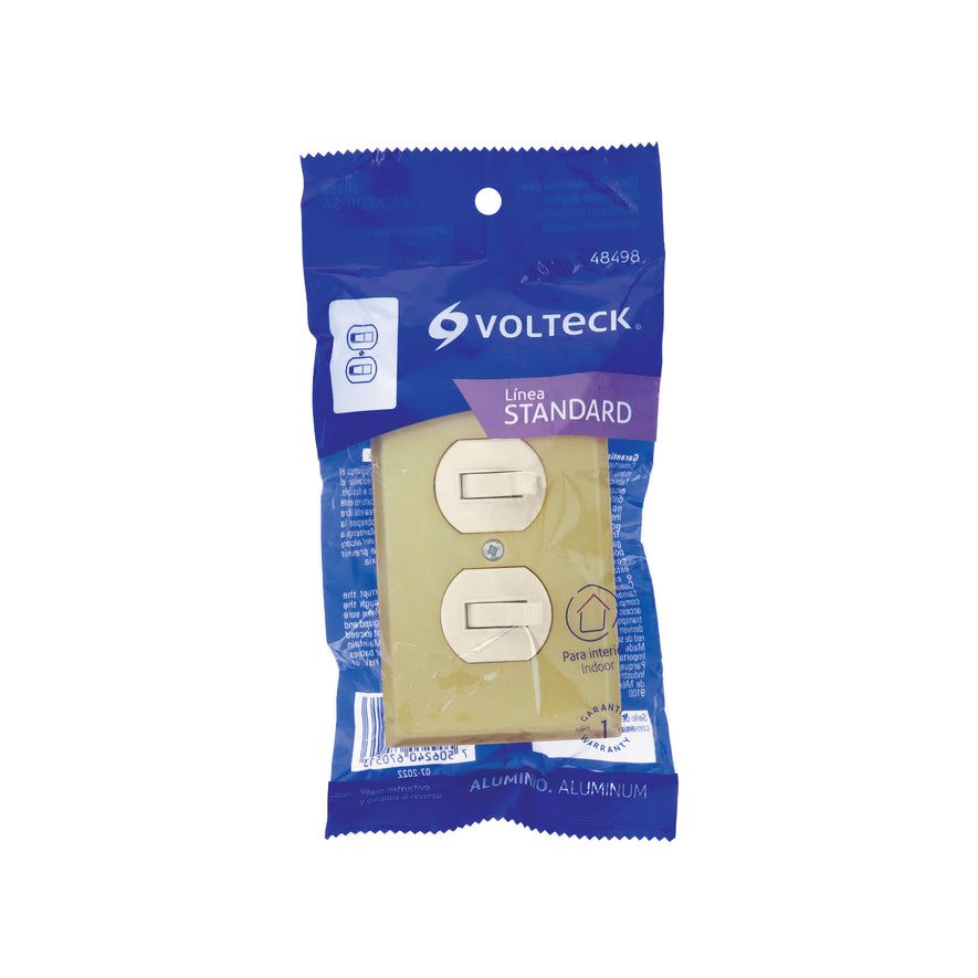 Placa armada 2 interruptor sencillo, línea Standard,aluminio Caja con 3, 48498