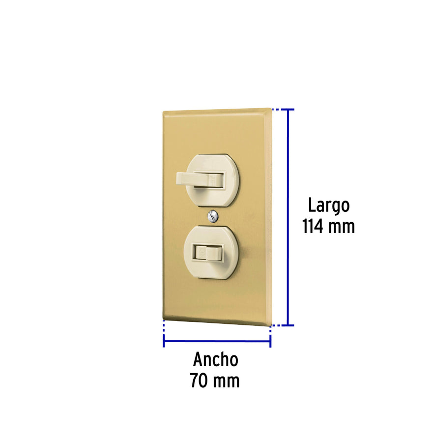 Placa armada 2 interruptor sencillo, línea Standard,aluminio Caja con 3, 48498