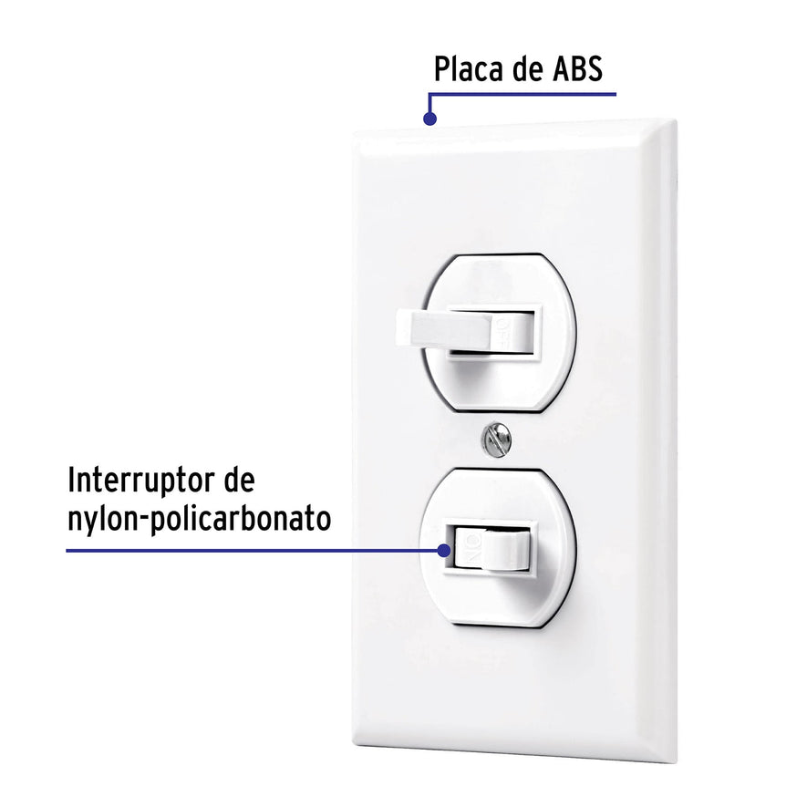 Placa armada 2 interruptores sencillo, línea Standard, blanc Caja con 3, 45953