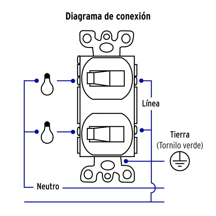 Placa armada 2 interruptores sencillo, línea Standard, blanc Caja con 3, 45953