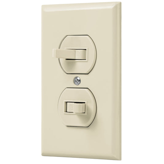 Placa armada 2 interruptores sencillo, línea Standard,marfil Caja con 3, 48492