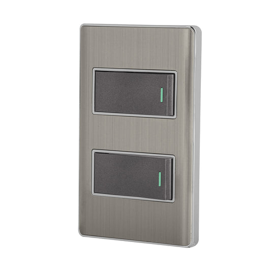 Placa armada acero 1 interruptor y 1 de 3 vías 1 mód,Lisboa Caja con 3, 47835