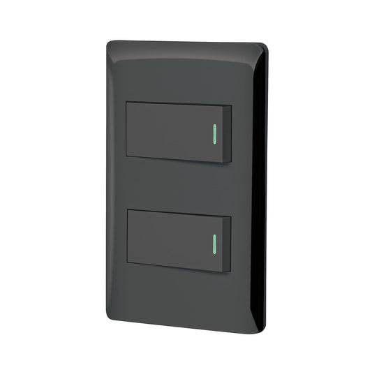 Placa armada negra 1 interruptor y 1 de 3 vías 1 mód,Lisboa Caja con 3, 47888