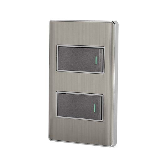 Placa armada acero inox con 2 interruptores 1 módulo, Lisboa Caja con 3, 47834