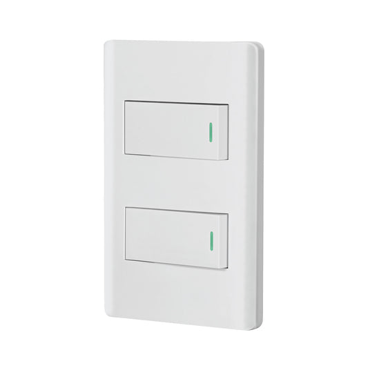 Placa armada blanca con 2 interruptores 1 módulo, Lisboa Caja con 3, 47954