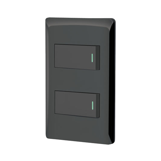 Placa armada negra con 2 interruptores 1 módulo, Lisboa Caja con 3, 47887