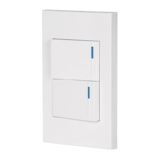 Placa armada 2 interruptores, 1.5 módulos, Española, blanco Caja con 3, 45595