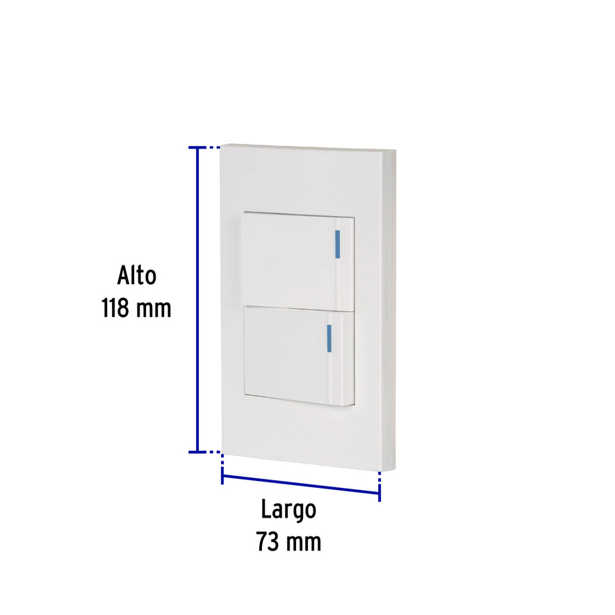 Placa armada 2interruptores 1de 3vías,1.5mod,Española blanco Caja con 3, 45601