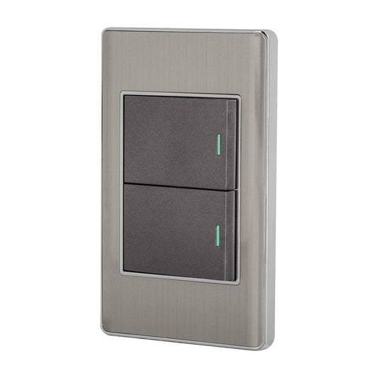 Placa armada acero 1 interruptor y 1 de 3vías 1.5mód,Lisboa Caja con 3, 47841