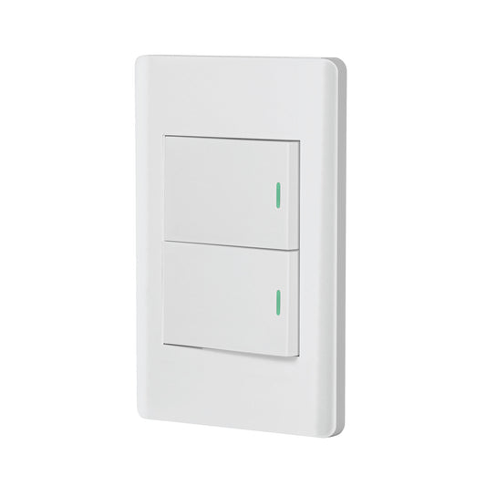 Placa armada blanca 2 interruptores 1.5 módulos, Lisboa Caja con 3, 47960