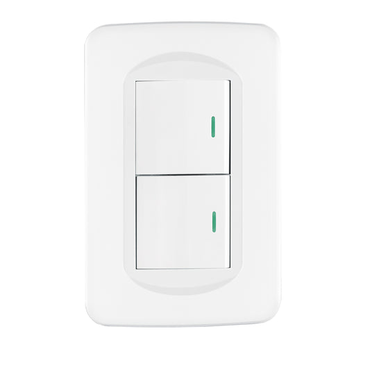 Placa armada 2 interruptores 1.5 módulos, Toledo, Basic Caja con 10, 29053