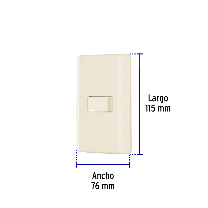 Placa armada 1 interruptor sencillo, marfil, Volteck Caja con 10, 26642