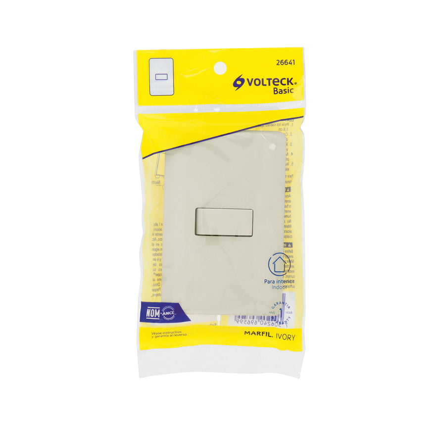 Placa armada 1 interruptor de escalera, marfil, Basic Caja con 10, 26641