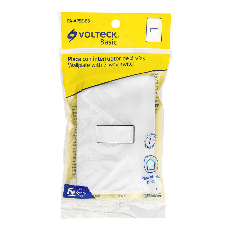 Placa armada con 1 interruptor de 3 vías, Volteck Basic Caja con 10, 25084