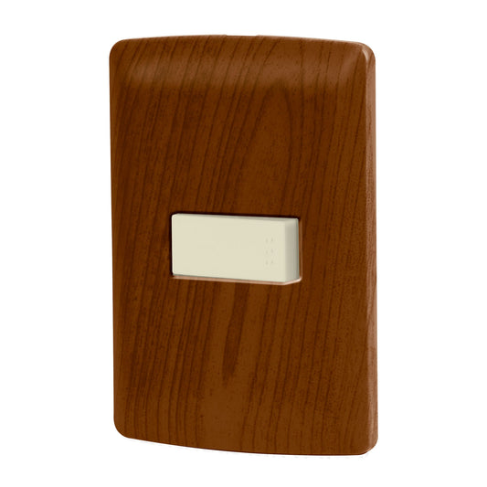 Placa armada 1 interruptor escalera, madera, línea Italiana Caja con 3, 49924