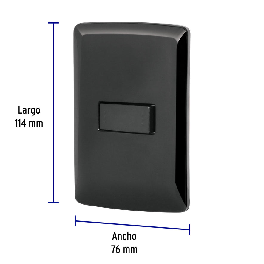 Placa armada 1 interruptor escalera, negro, línea Italiana Caja con 3, 47600