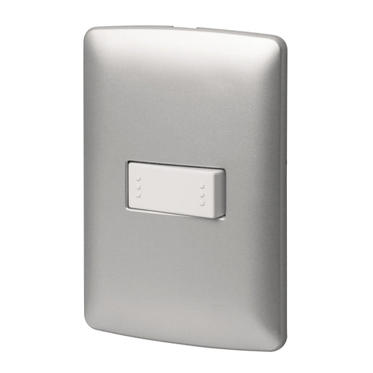 Placa armada 1 interruptor escalera plata, línea Italiana Caja con 3, 46478