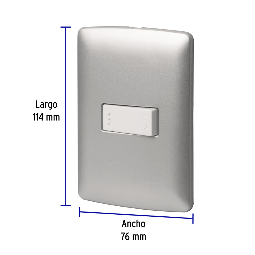 Placa armada 1 interruptor escalera plata, línea Italiana Caja con 3, 46478