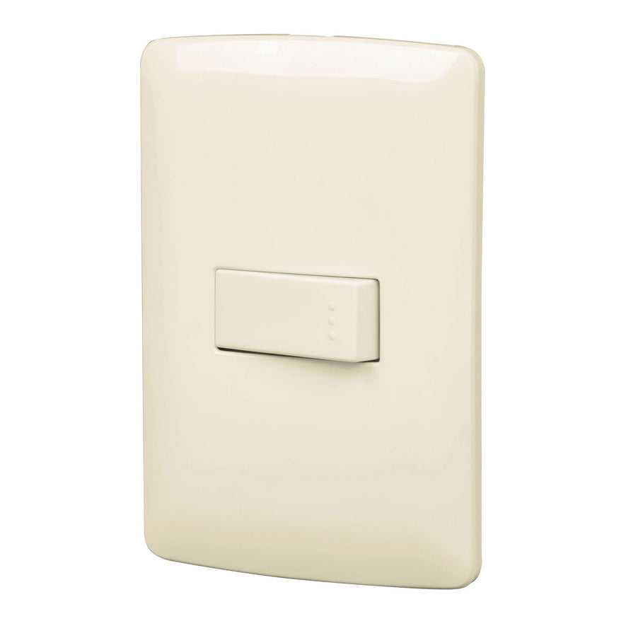 Placa armada 1 interruptor escalera marfil, línea Italiana Caja con 3, 48661