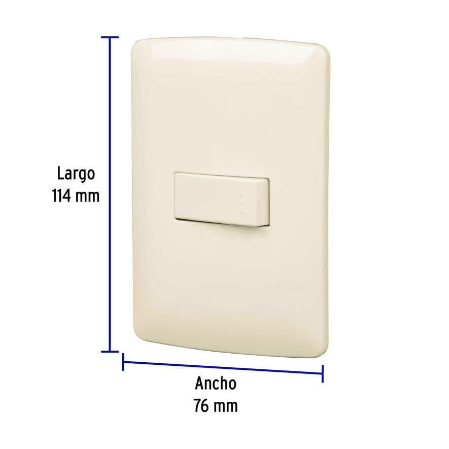 Placa armada 1 interruptor escalera marfil, línea Italiana Caja con 3, 48661