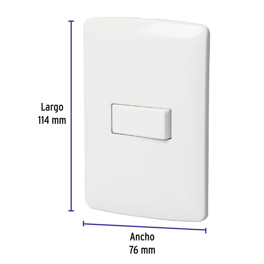 Placa armada 1 interruptor sencillo, blanco, línea Italiana Caja con 6, 46459