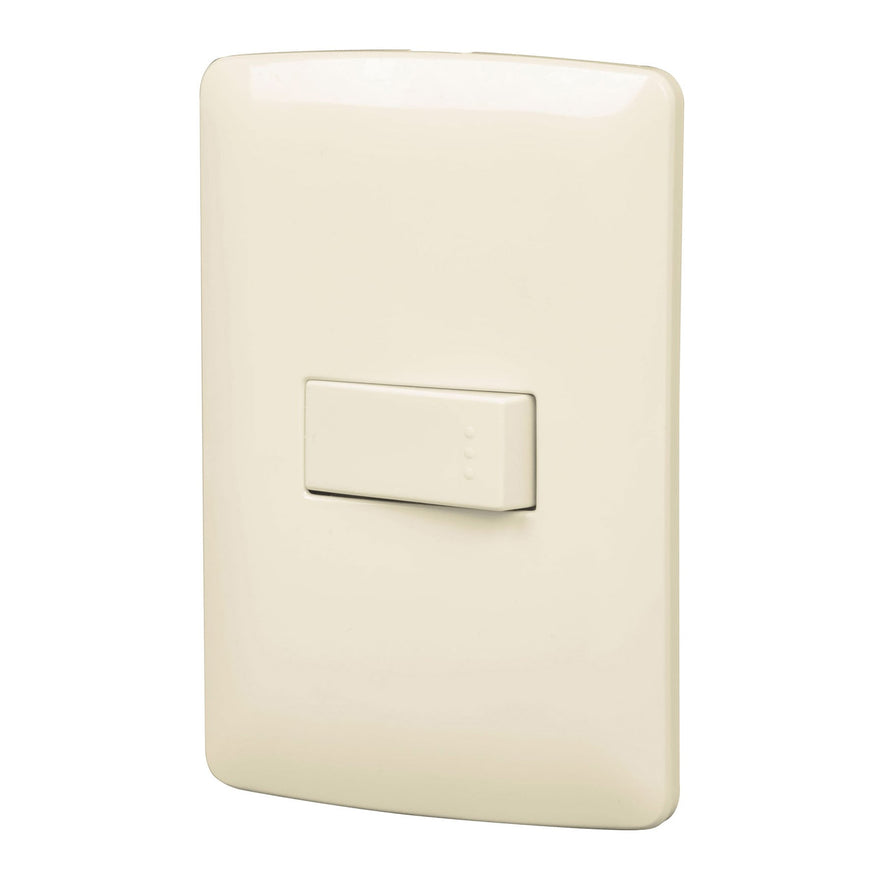 Placa armada 1 interruptor sencillo, marfil, línea Italiana Caja con 6, 48660