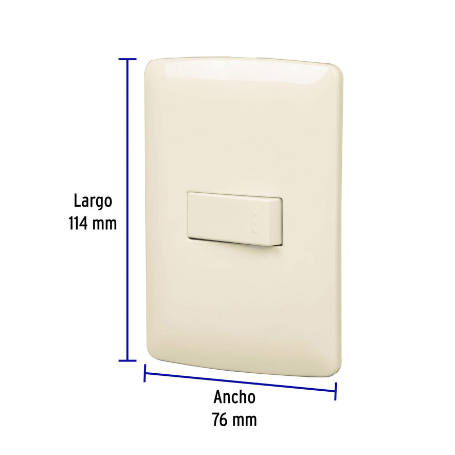 Placa armada 1 interruptor sencillo, marfil, línea Italiana Caja con 6, 48660