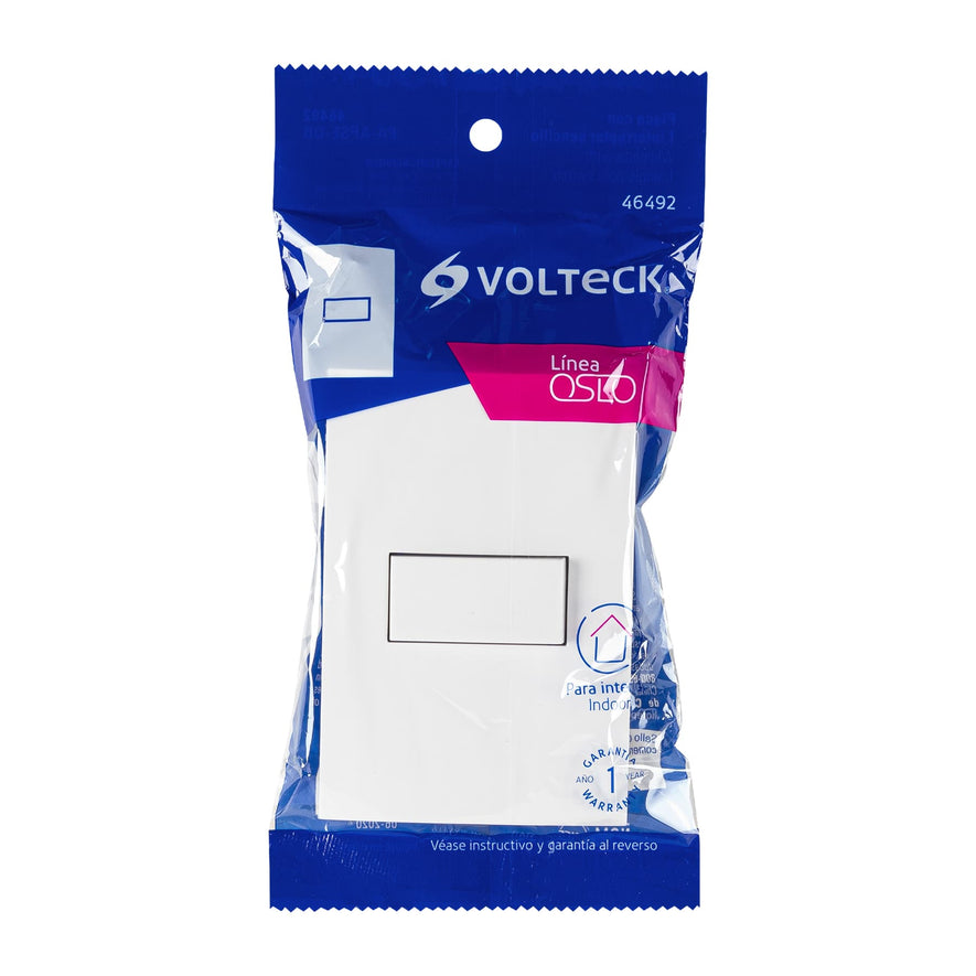 Placa armada con interruptor sencillo, línea Oslo, blanco Caja con 3, 46492