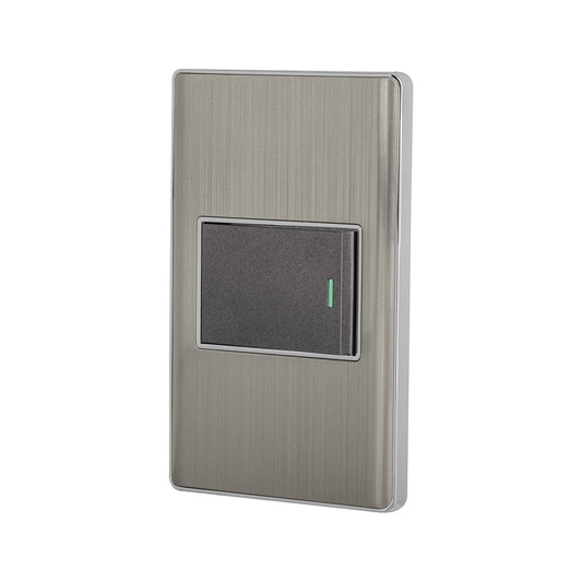 Placa armada acero 1 interruptor de 3 vías 1.5 mód, Lisboa Caja con 3, 47839