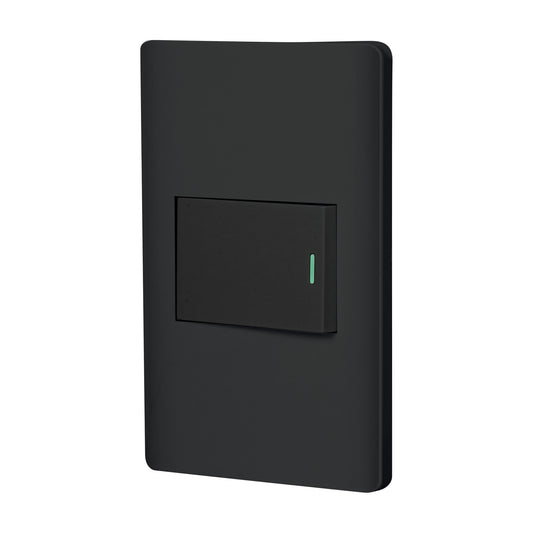 Placa armada negra 1 interruptor de 3 vías 1.5 mód, Lisboa Caja con 3, 47892