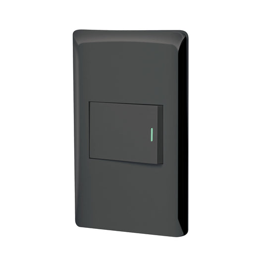 Placa armada negra 1 interruptor 1.5 módulos, Lisboa Caja con 3, 47891
